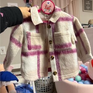 Charming Kids Plaid Blazer - Cream and Purple